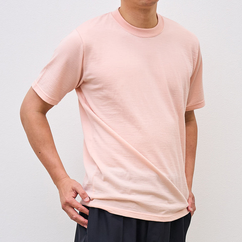 Super140's メリノウールTシャツ 半袖 / サクラカラー / ウォッシャブル