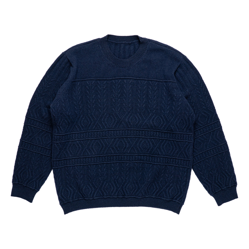 【テスト中】 ReBirth WOOL 7ゲージセーター/ケーブル柄/ネイビー  【ID:09】