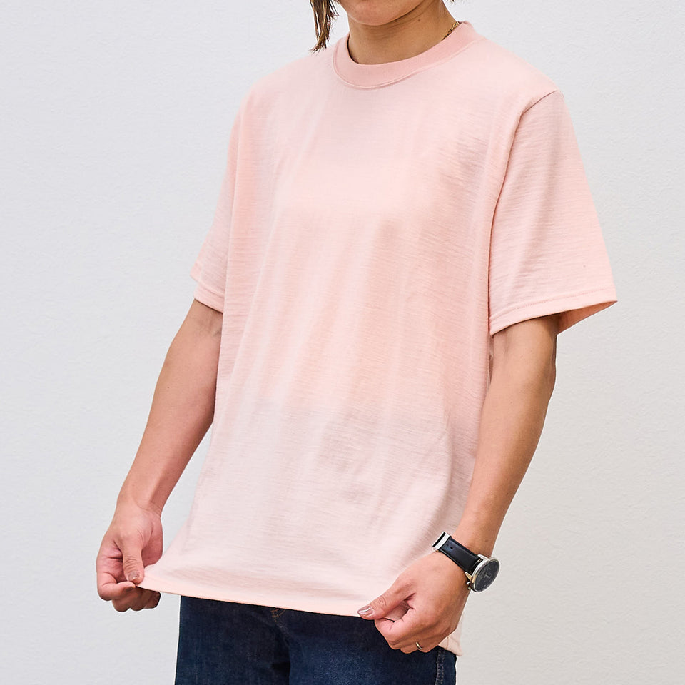 Super140's メリノウールTシャツ 半袖 / サクラカラー / ウォッシャブル