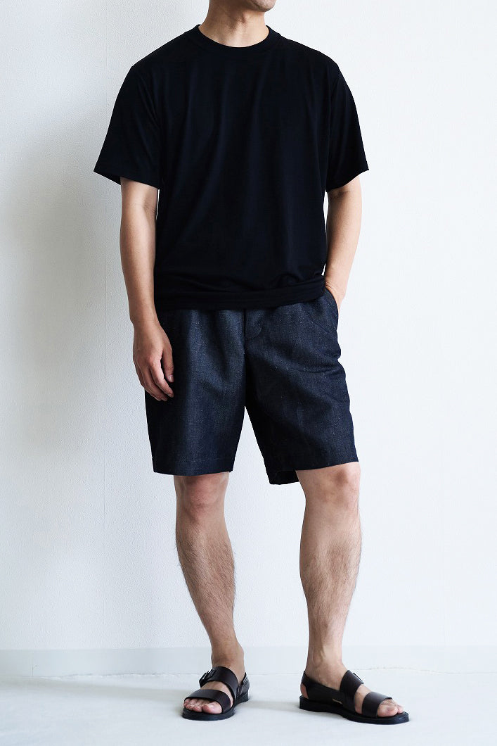 ウールリネンデニム ショーツ