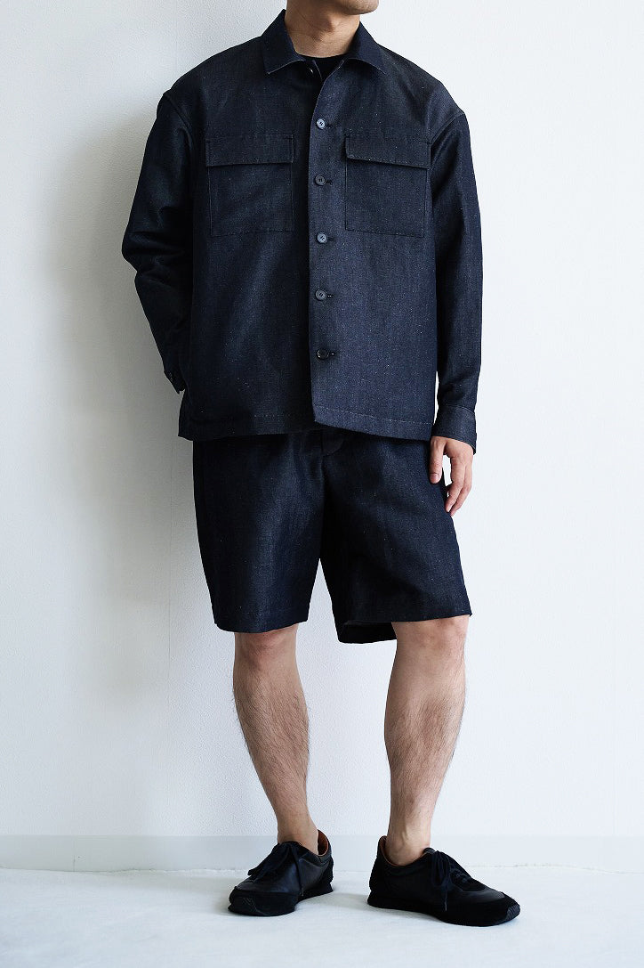 ウールリネンデニム ショーツ