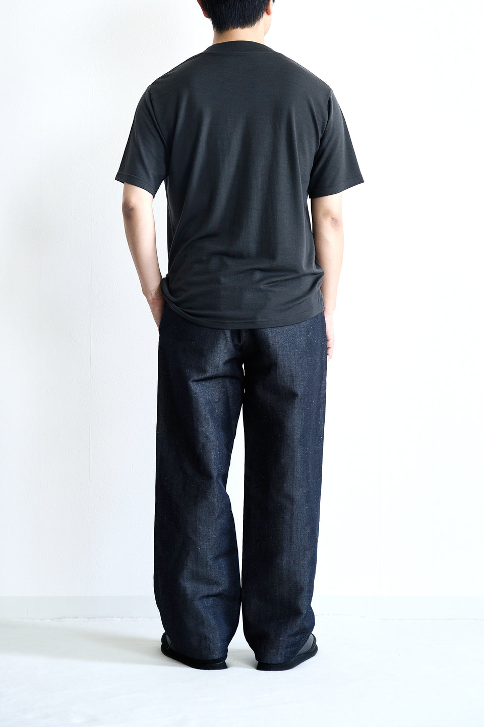 ウールリネンデニム ワイドパンツ