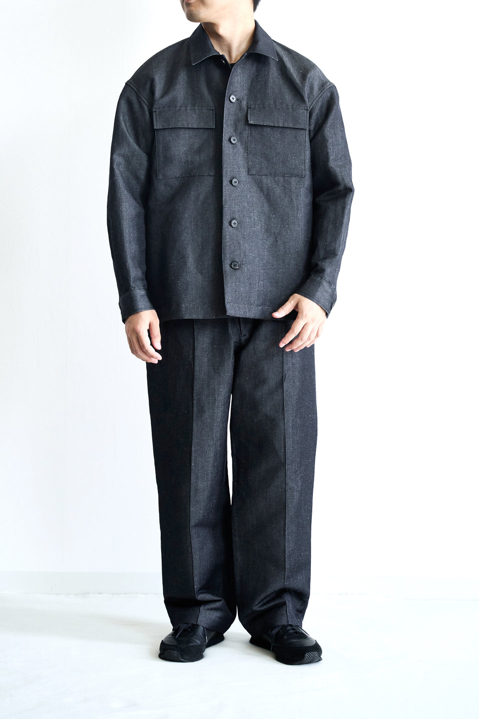 ウールリネンデニム シャツジャケット