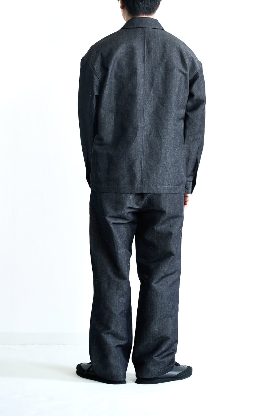 ウールリネンデニム ワイドパンツ