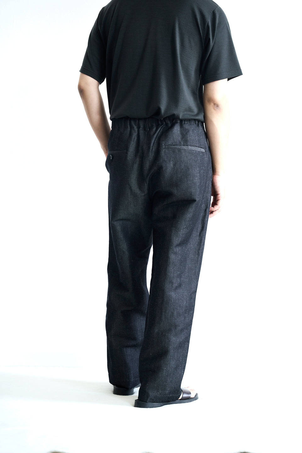 ウールリネンデニム ワイドパンツ