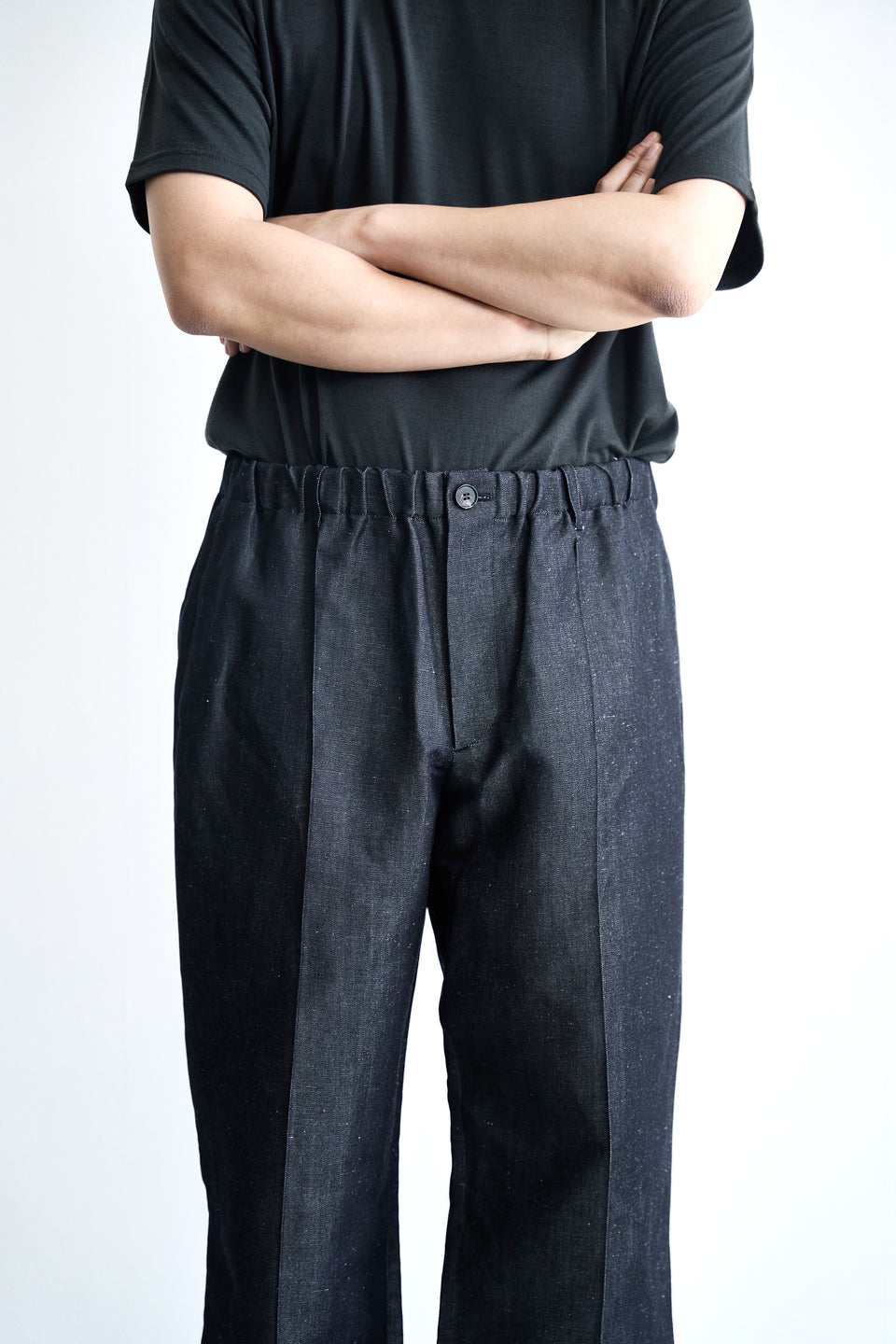 ウールリネンデニム ワイドパンツ