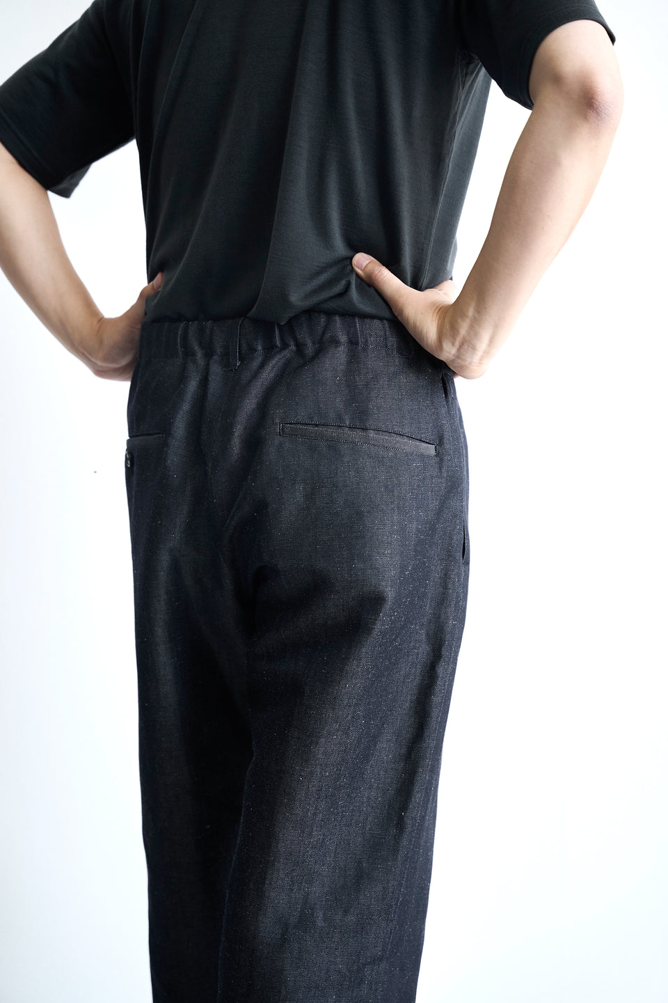 ウールリネンデニム ワイドパンツ