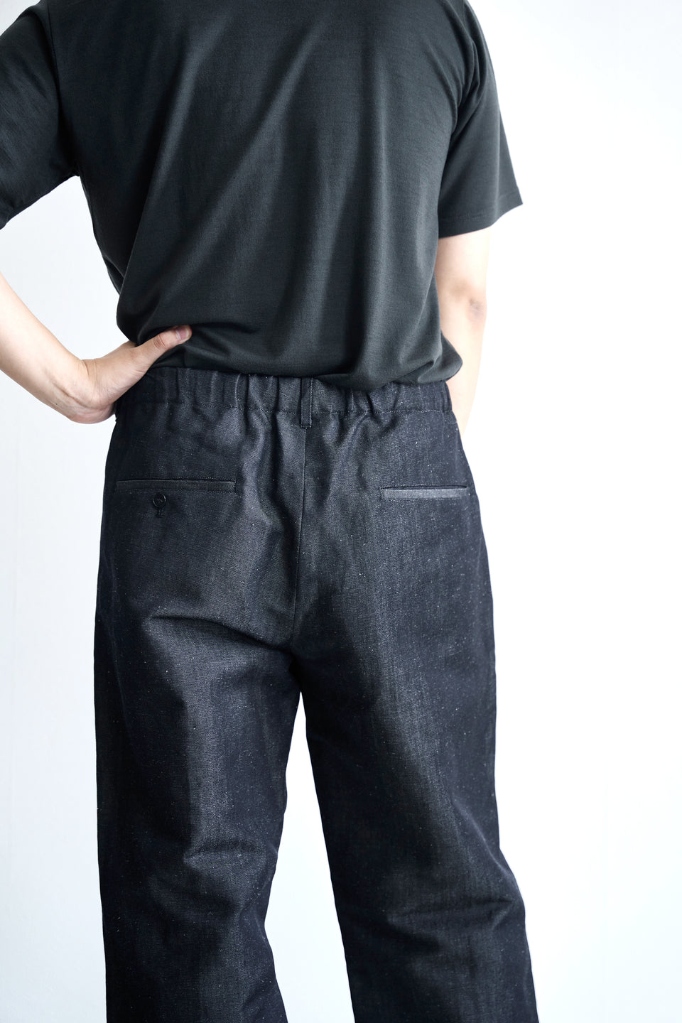 ウールリネンデニム ワイドパンツ