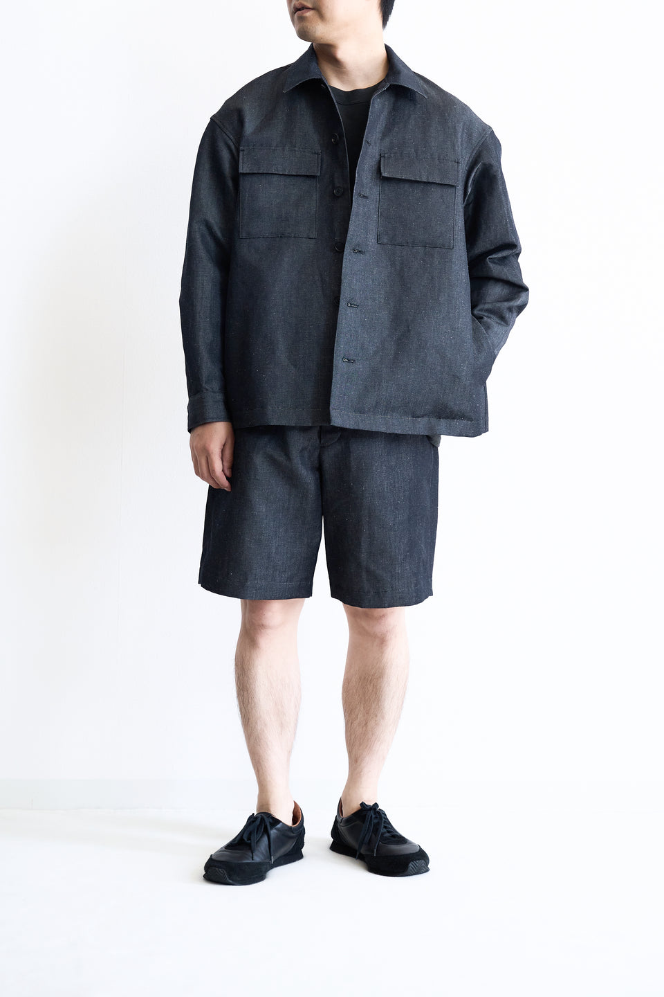 ウールリネンデニム シャツジャケット