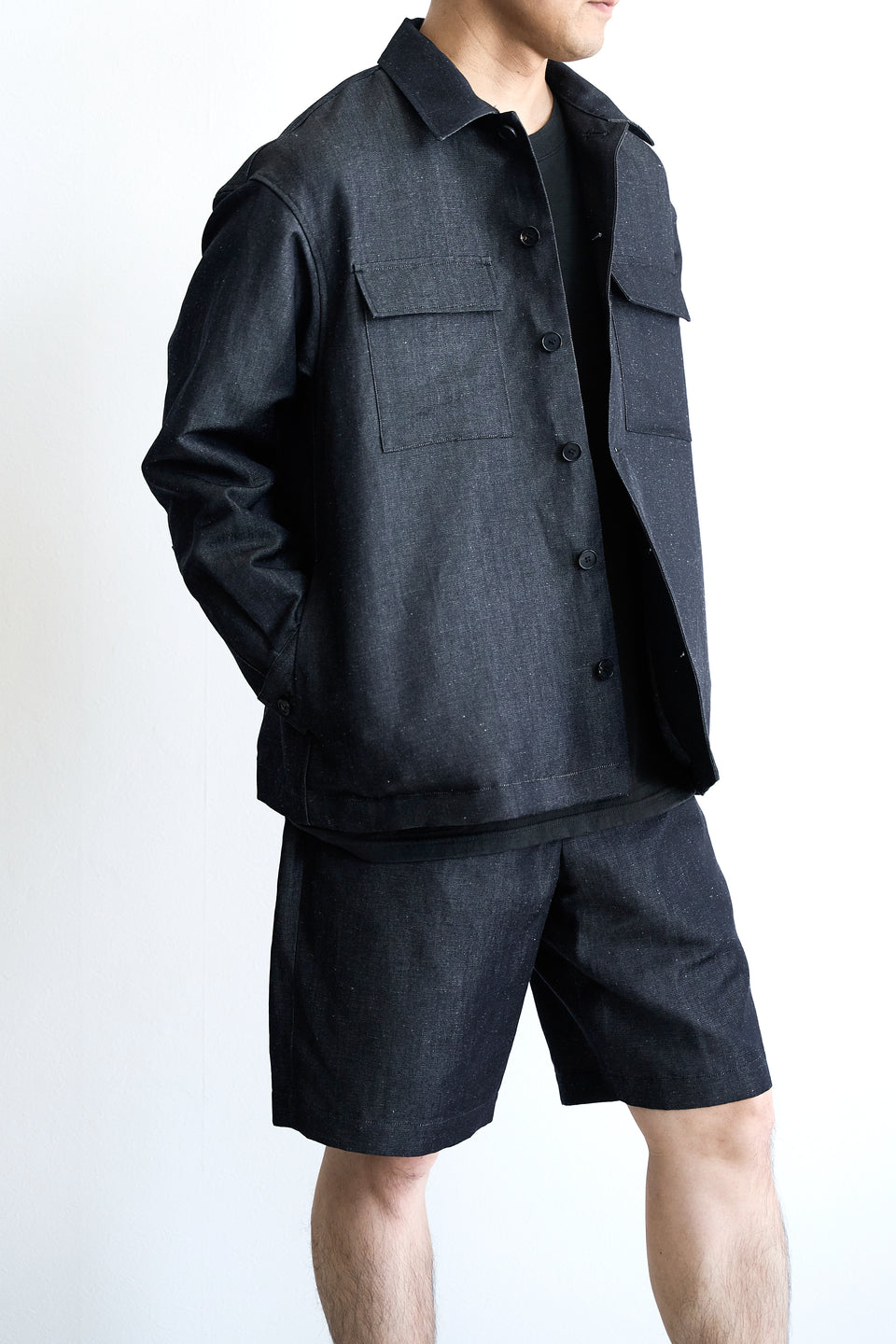 ウールリネンデニム シャツジャケット