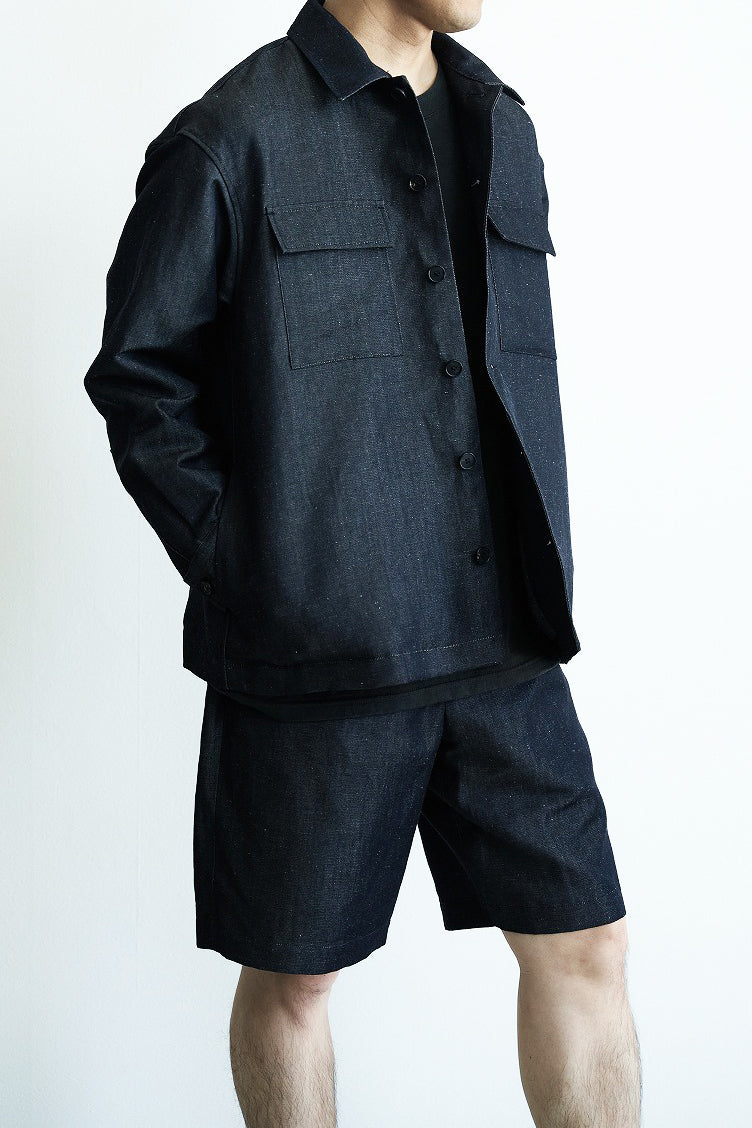 ウールリネンデニム ショーツ