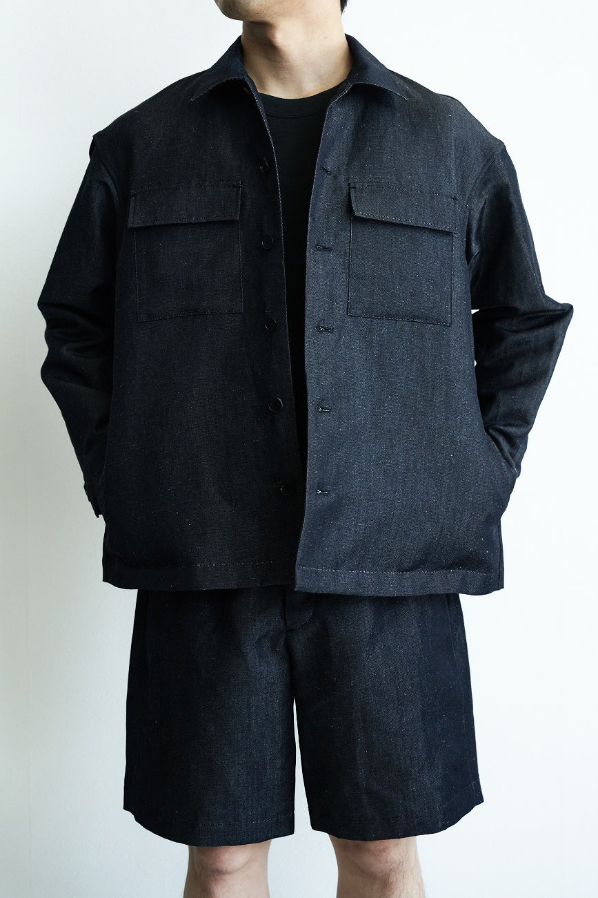 ウールリネンデニム ショーツ