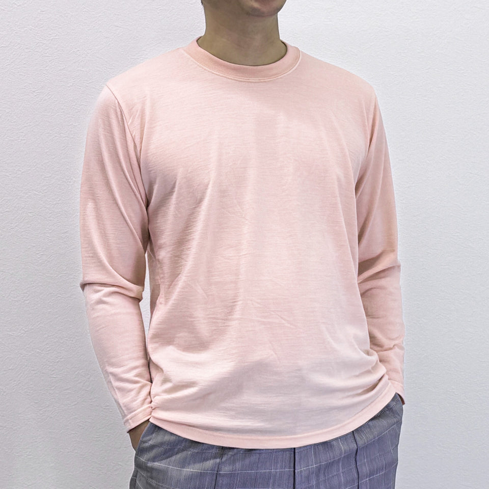 Super140's メリノウールTシャツ ロングスリーブ 2024 サクラカラー / 長袖 / ウォッシャブル