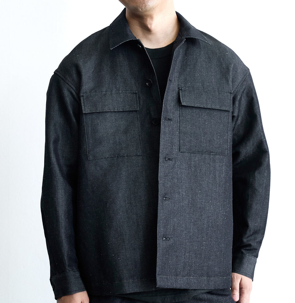 ウールリネンデニム シャツジャケット