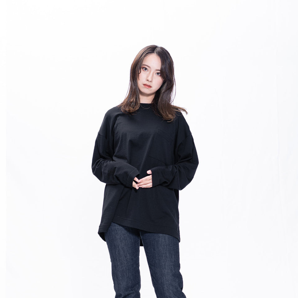 メリノウールロングスリーブTシャツ ビッグシルエット / Super140's / ウォッシャブル