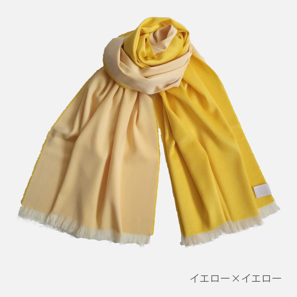 フェザーシルクウールストールL (イエロー×イエロー)