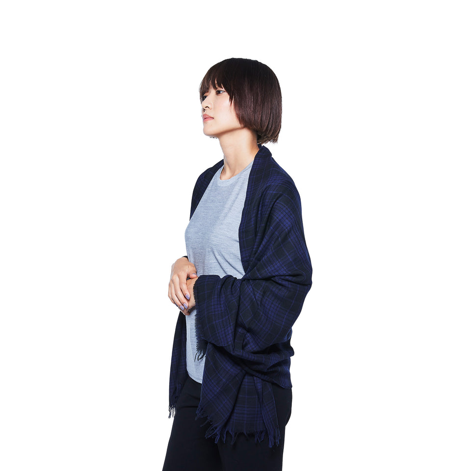 シングルオリジン・メリノストールL(ブラック×ネイビーチェック)