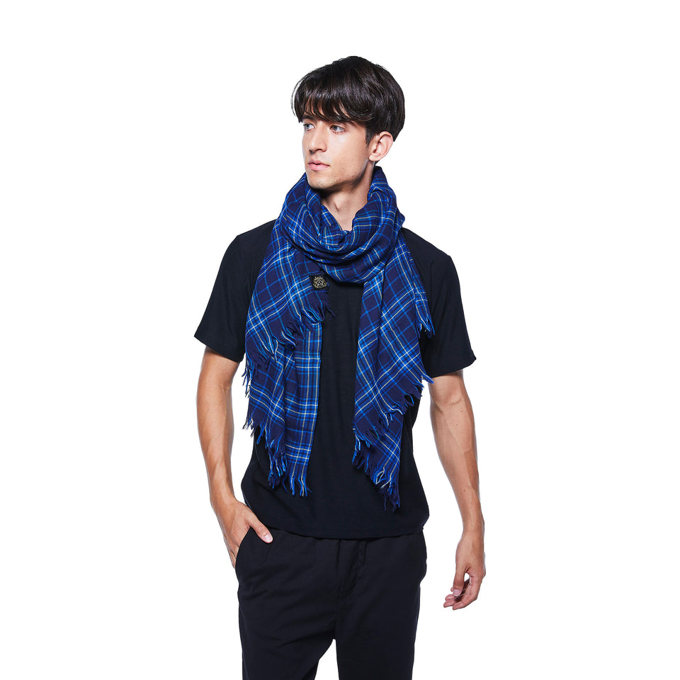 シングルオリジン・メリノストールL(ブルー×イエローチェック)