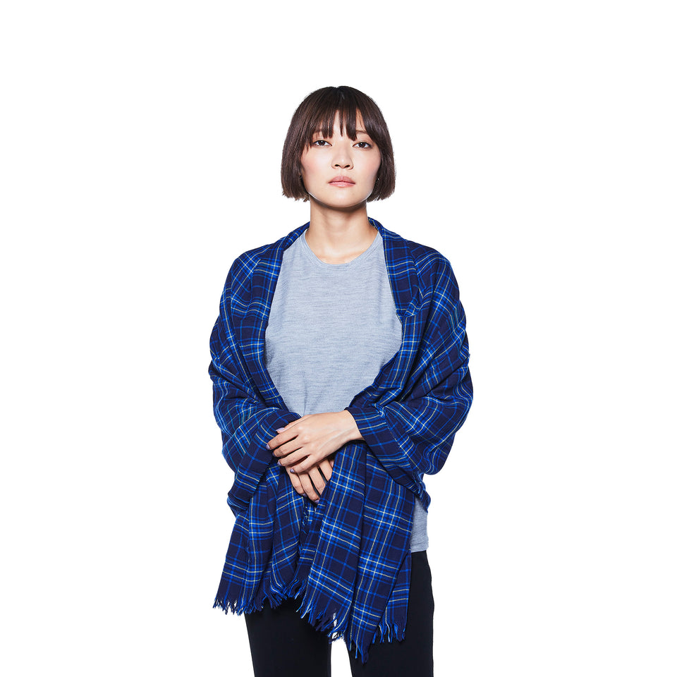 シングルオリジン・メリノストールL(ブルー×イエローチェック)