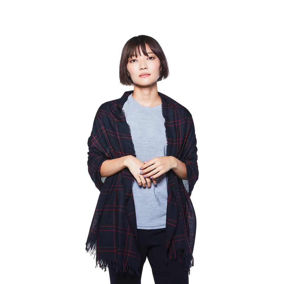 シングルオリジン・メリノストールSE(ブラック×レッドチェック)