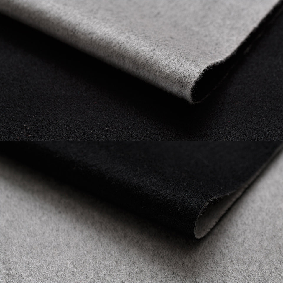 ダブルリッチシルクウールストールL(シルバー×ブラック)