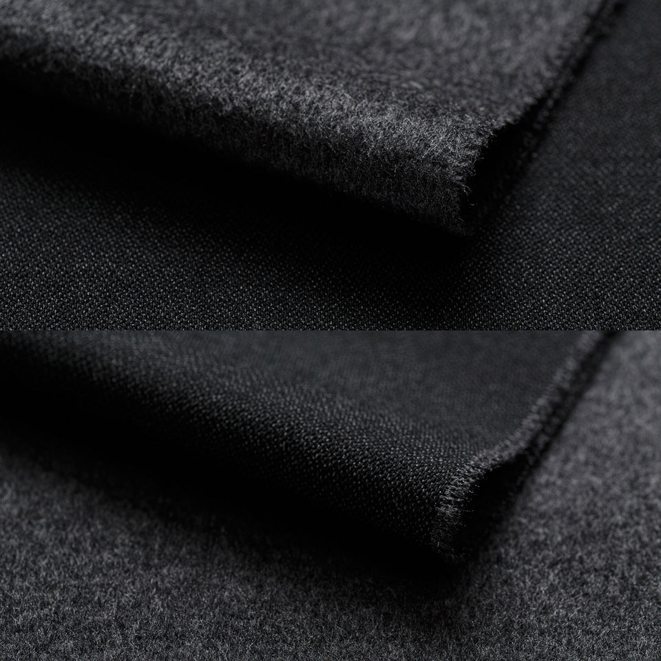 フェザーシルクウールストールL (チャコールグレー×ブラック)