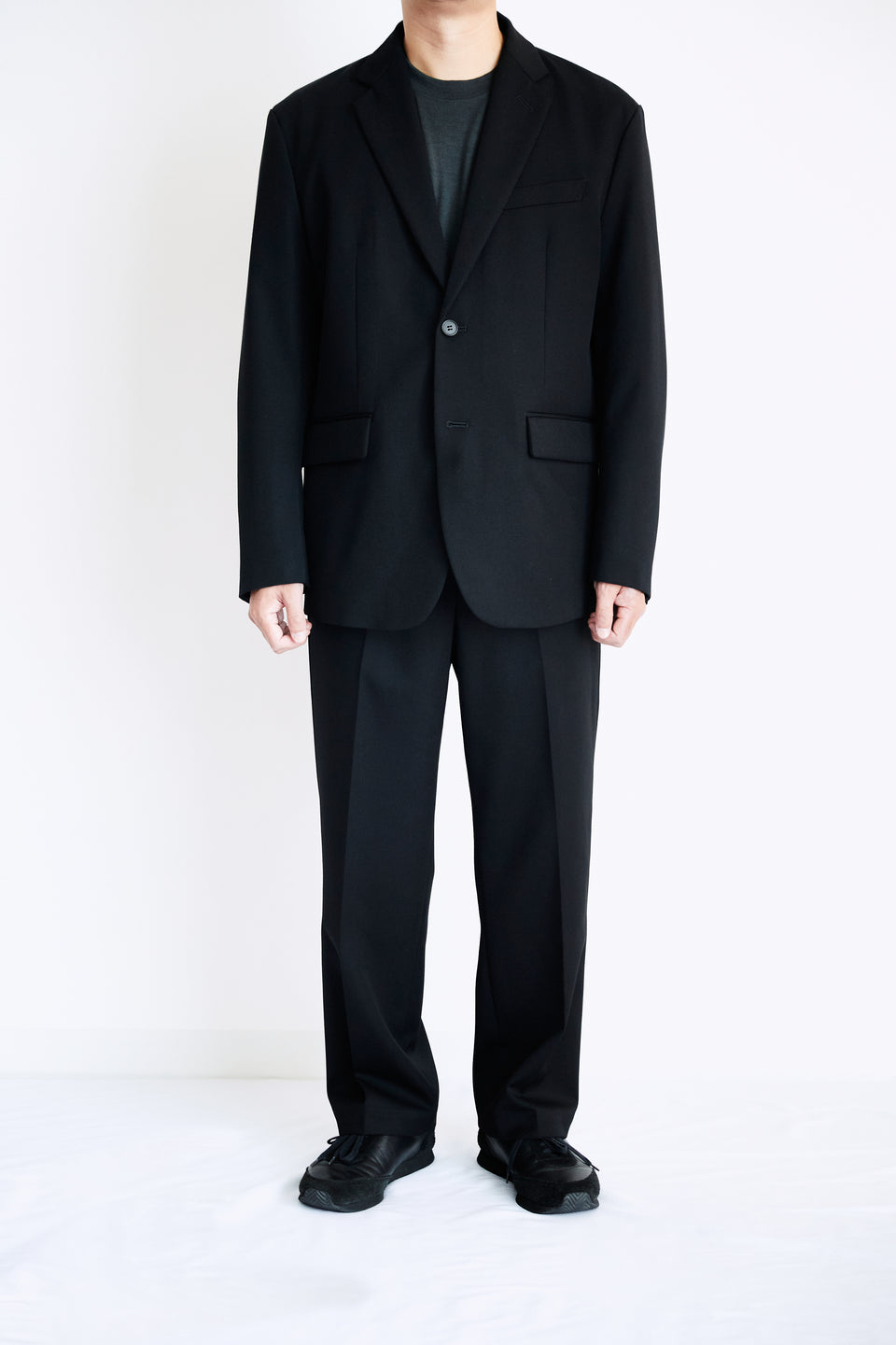 ウールギャバジンコレクション テーパードパンツセット【ブラック】