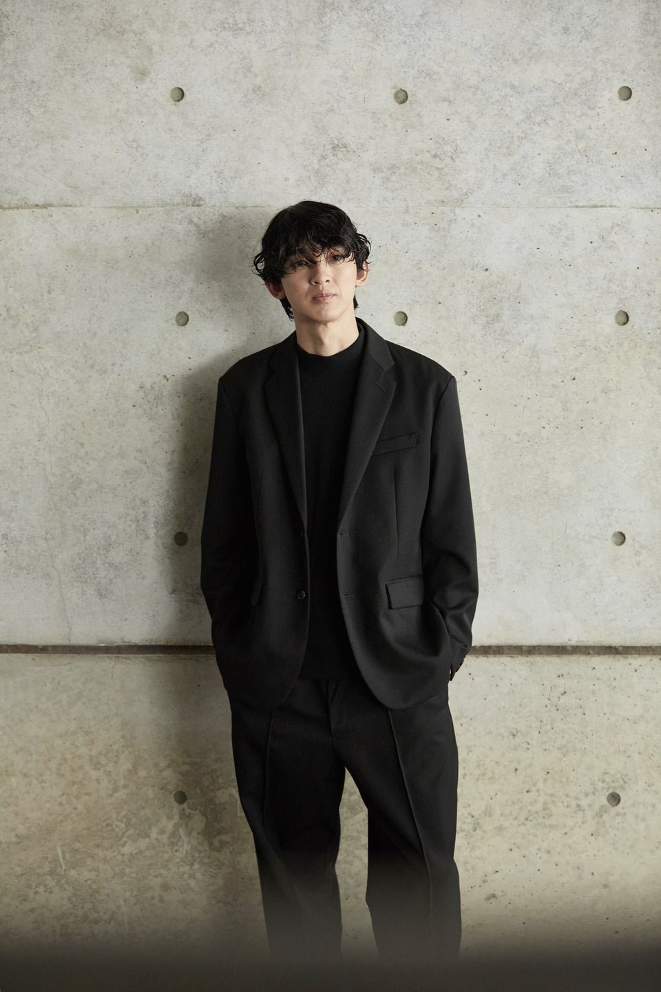 Super140's メリノウール モックネックロングスリーブTシャツ 2026  / ウォッシャブル