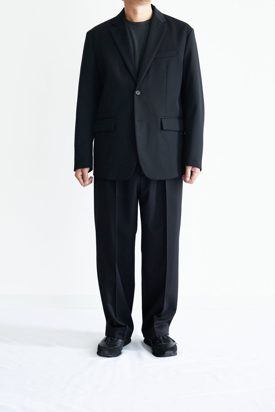 ウールギャバジンコレクション ワイドパンツセット【ブラック】