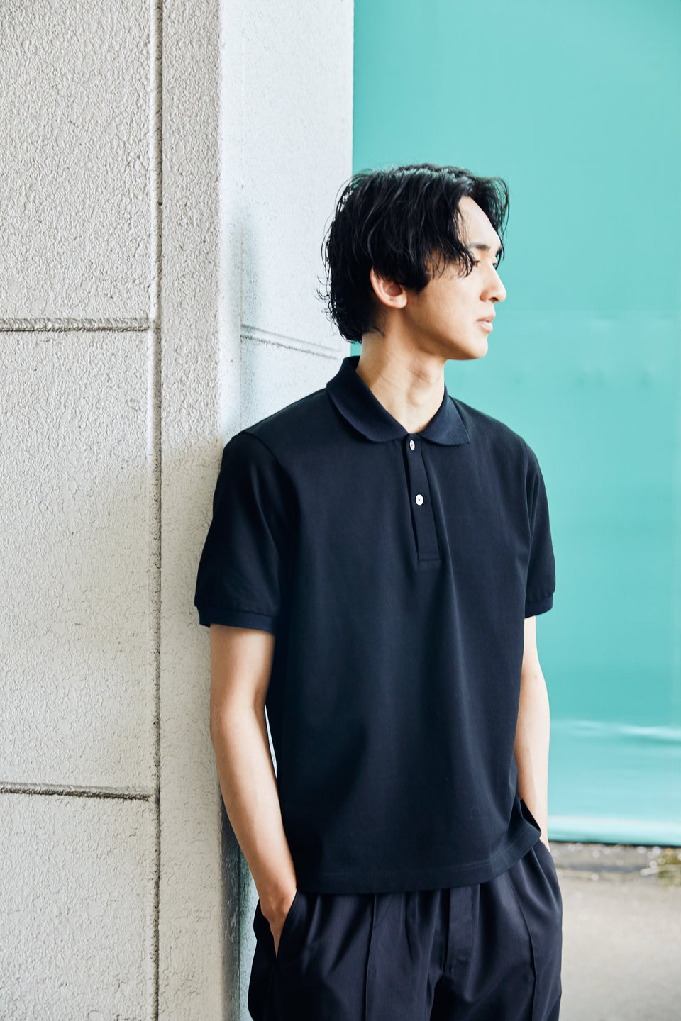 <div style="font-size: 65%">コットン鹿の子<br class="pc-hide">ポロシャツ</div>