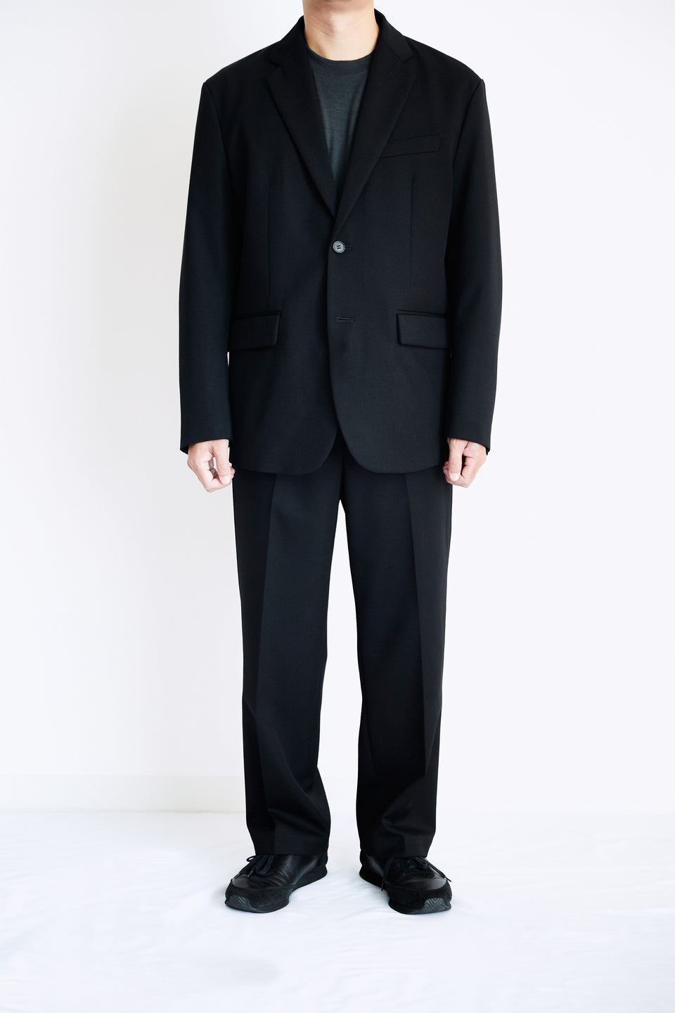 ウールギャバジンコレクション テーパードパンツセット【ブラック】