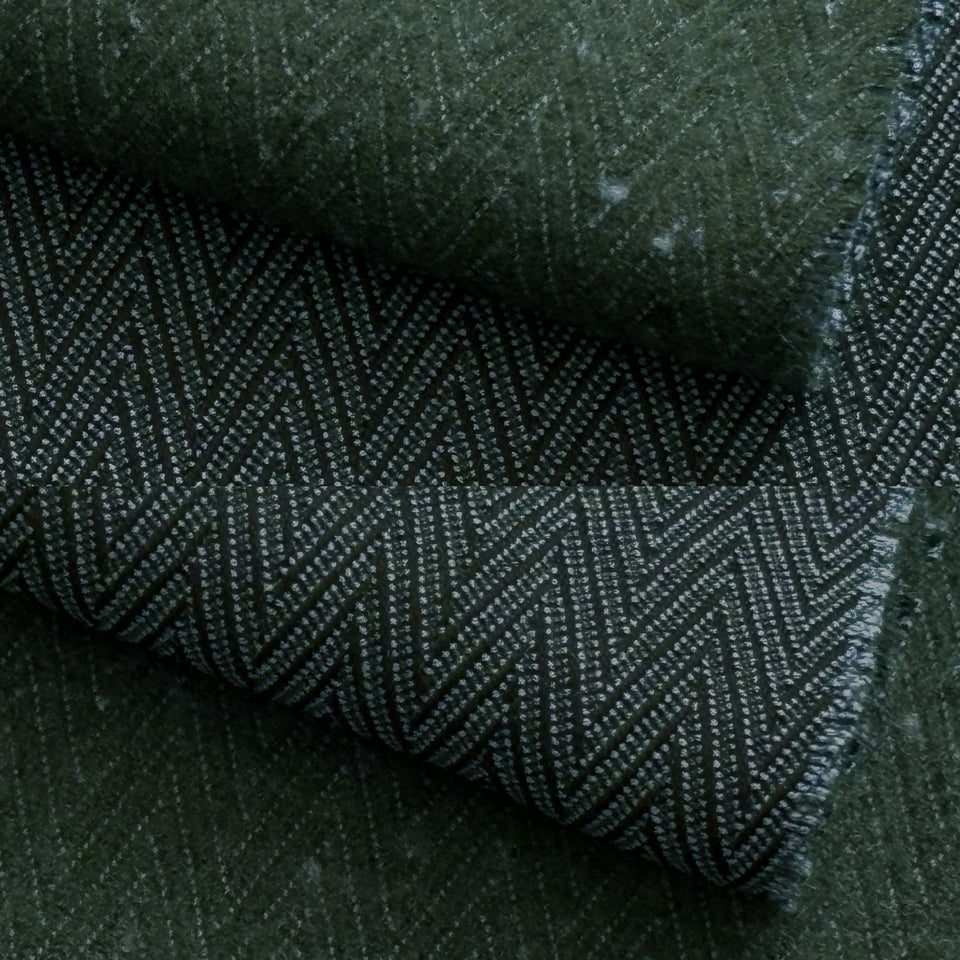 ダブルカルゼ シルクウールストールL　（ダークグリーン）