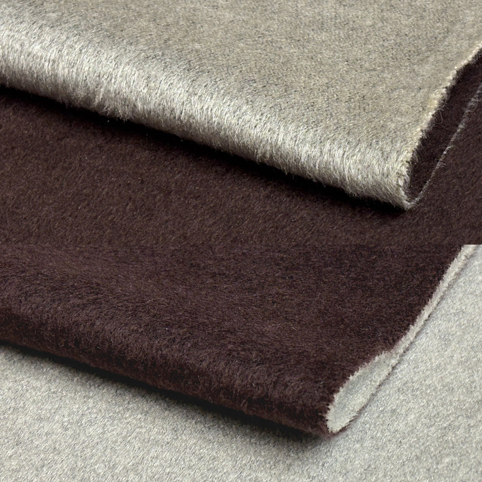 【11月下旬発送予定】ダブルリッチシルクウールストールS（ベージュ×ブラウン）