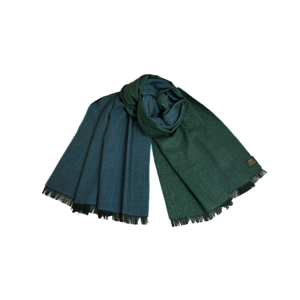 ダブルカルゼ シルクウールストールL　（ダークグリーン）
