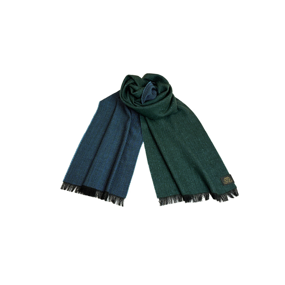 ダブルカルゼ シルクウールストールS　（ダークグリーン）
