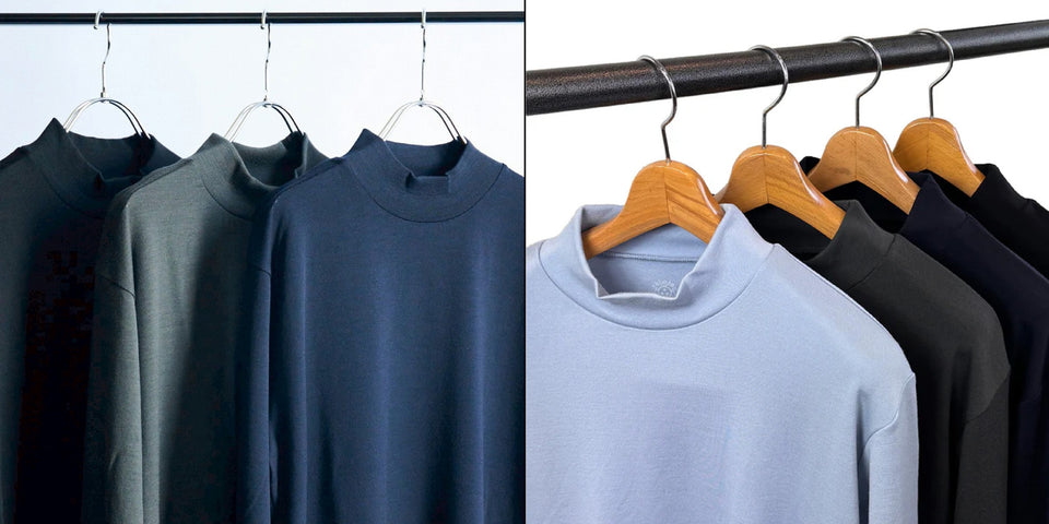 <div style="font-size: 80%">気温に振り回されない、<br>モックネックの使い分け</div>