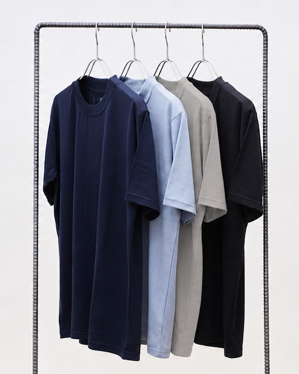 Super140's ウォッシャブルウール 半袖Tシャツ スリムフィット