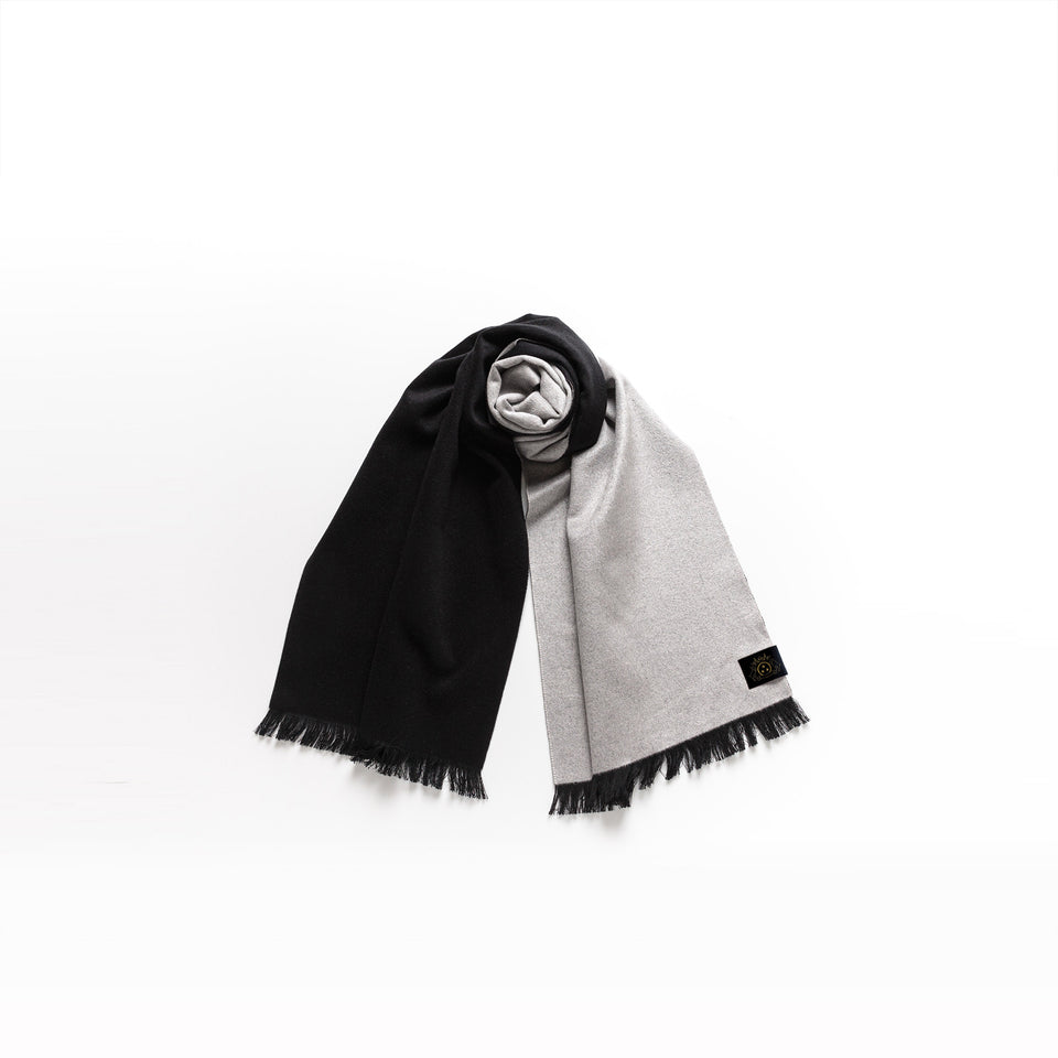 ダブルリッチシルクウールストールS（シルバー×ブラック）