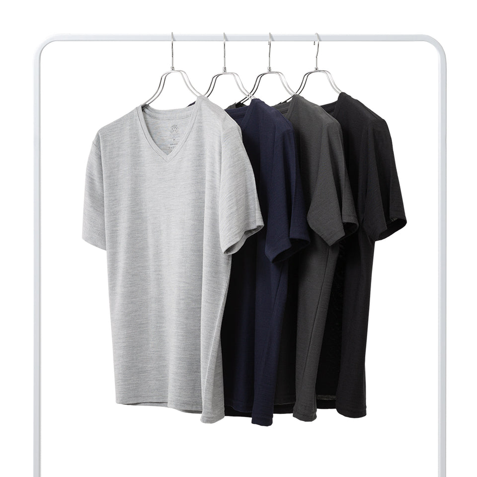 23時間を快適にするメリノTシャツ  （Vネック Super140's）
