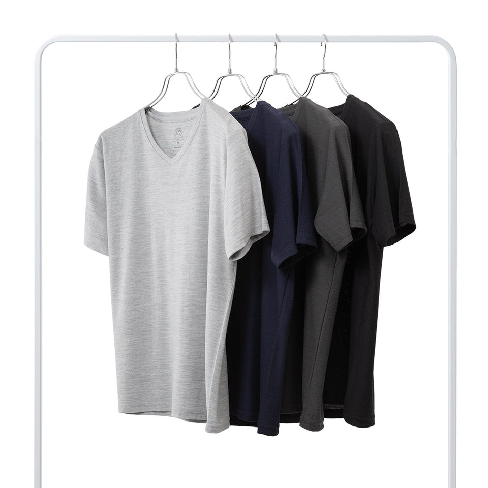 23時間を快適にするメリノTシャツ  2枚セット（Vネック Super140's）