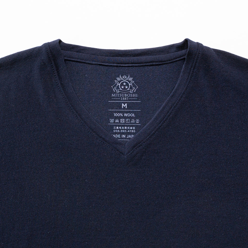 23時間を快適にするメリノTシャツ  （Vネック Super140's）